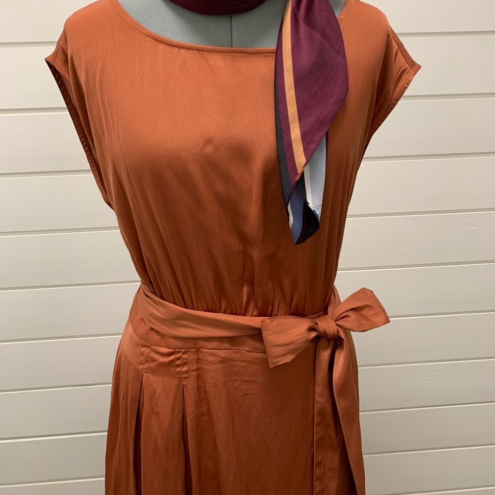 Loft 100% Silk Dress in copper top. Size 12